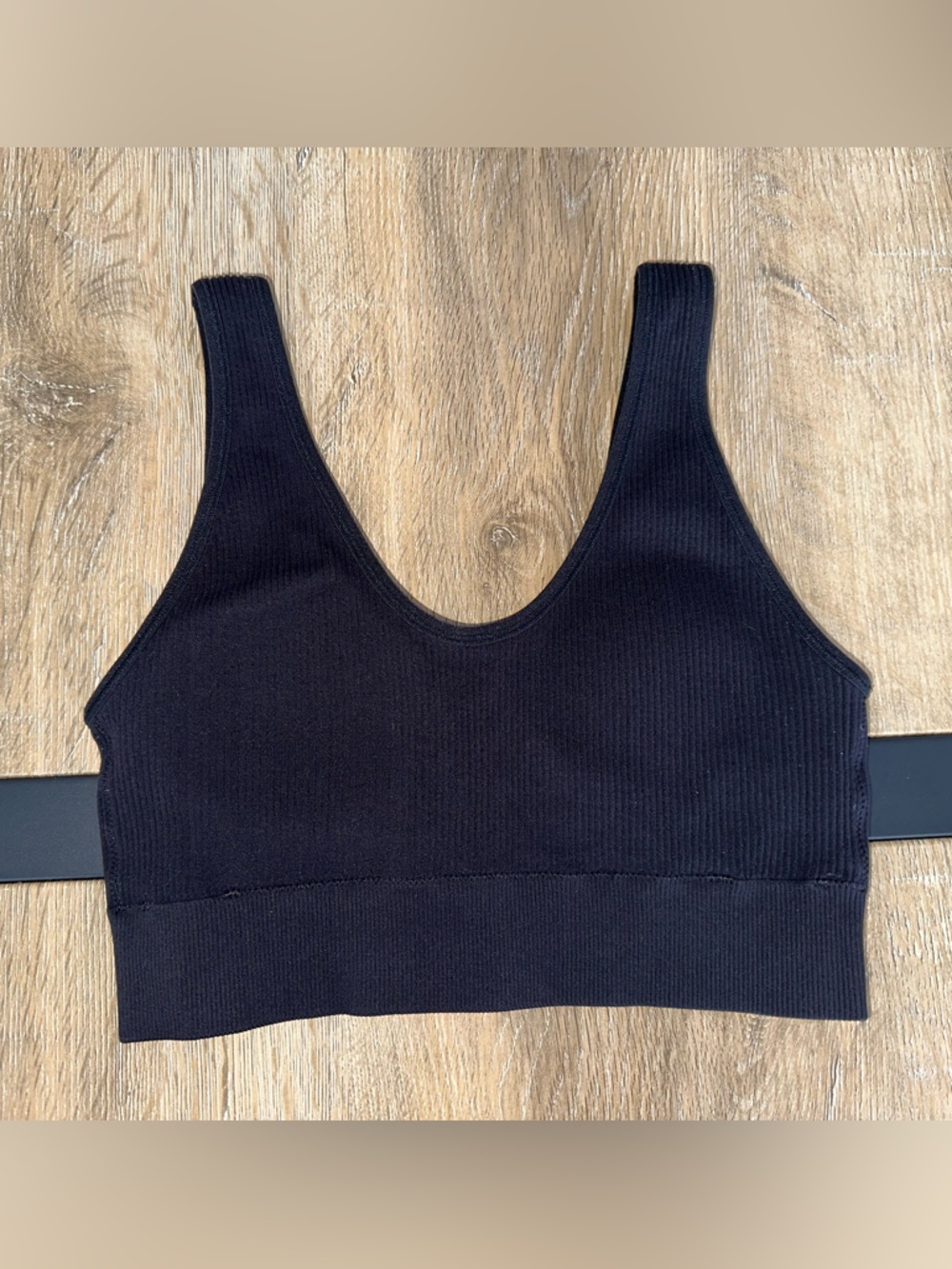 Aerie Real Me Ribbed Seamless Bralette - Black - Size S